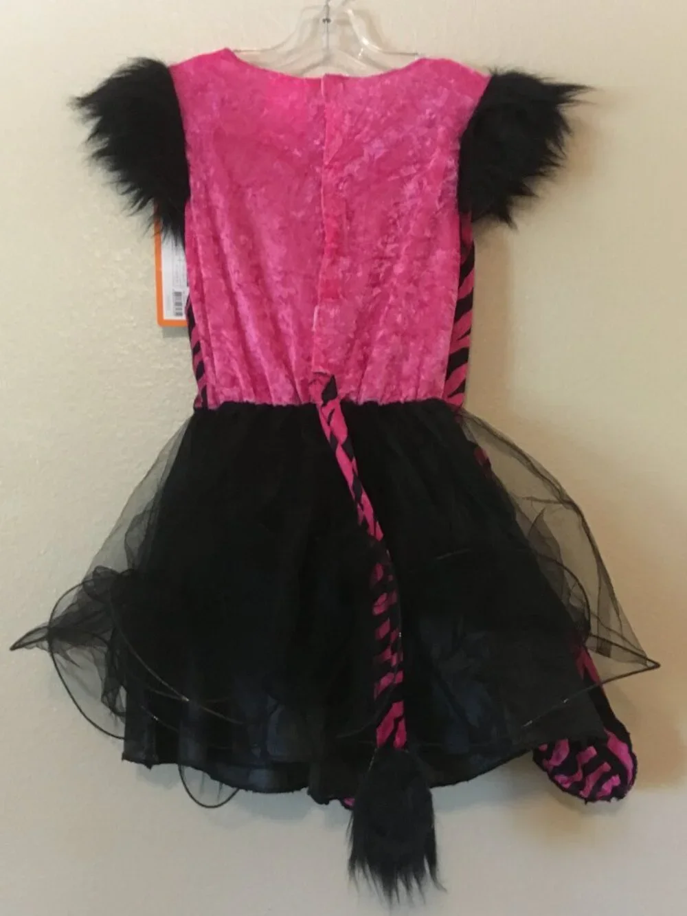 New Zebra Costume Dress 6/7 Hat Pink Black Tutu Skirt Tail Ears Halloween